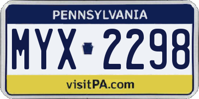PA license plate MYX2298