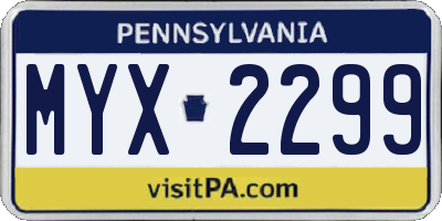 PA license plate MYX2299