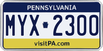 PA license plate MYX2300