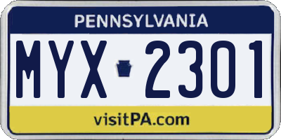 PA license plate MYX2301