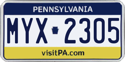 PA license plate MYX2305