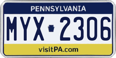 PA license plate MYX2306