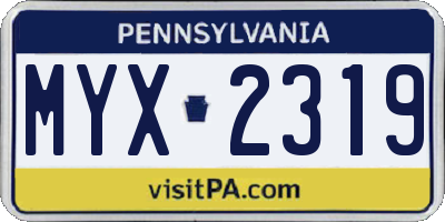 PA license plate MYX2319