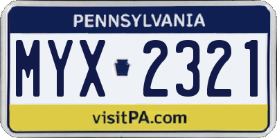 PA license plate MYX2321