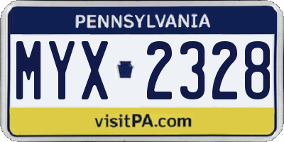 PA license plate MYX2328