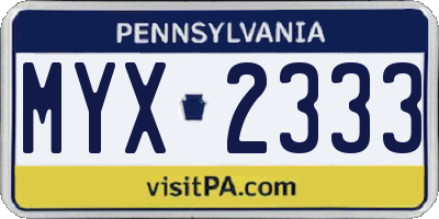 PA license plate MYX2333