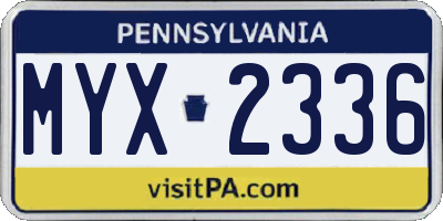 PA license plate MYX2336