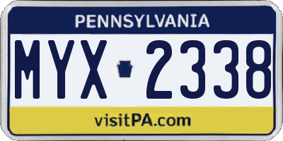 PA license plate MYX2338