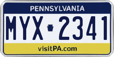 PA license plate MYX2341