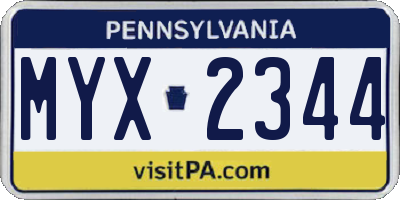 PA license plate MYX2344