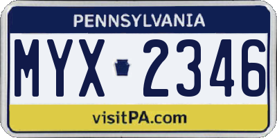 PA license plate MYX2346