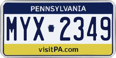 PA license plate MYX2349