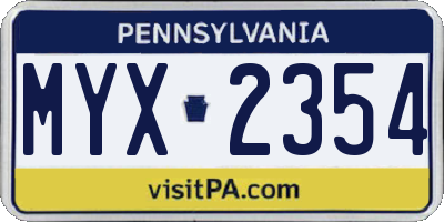 PA license plate MYX2354