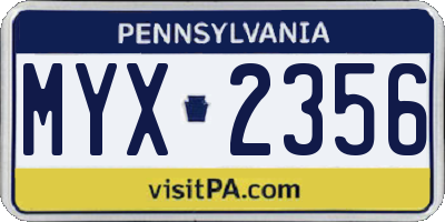 PA license plate MYX2356