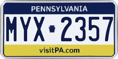 PA license plate MYX2357