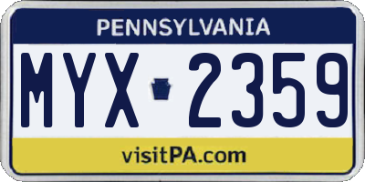 PA license plate MYX2359