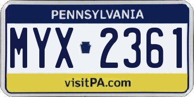 PA license plate MYX2361