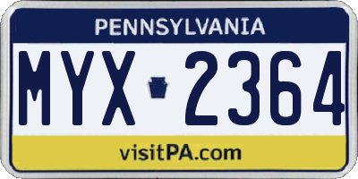 PA license plate MYX2364