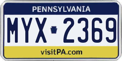 PA license plate MYX2369