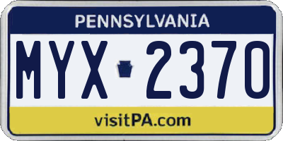 PA license plate MYX2370