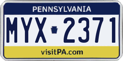 PA license plate MYX2371