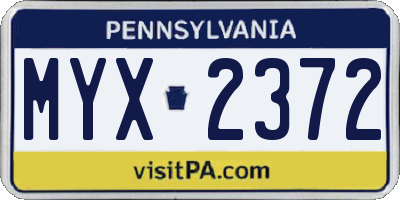 PA license plate MYX2372