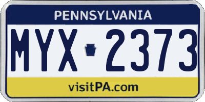 PA license plate MYX2373
