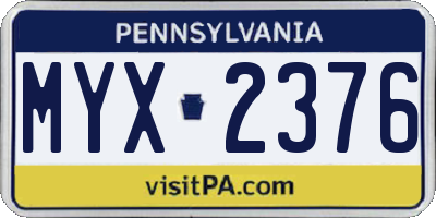 PA license plate MYX2376