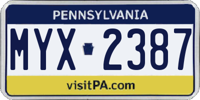 PA license plate MYX2387