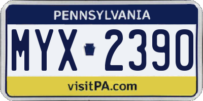 PA license plate MYX2390
