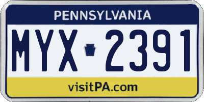 PA license plate MYX2391