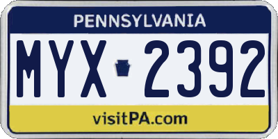 PA license plate MYX2392