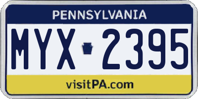 PA license plate MYX2395
