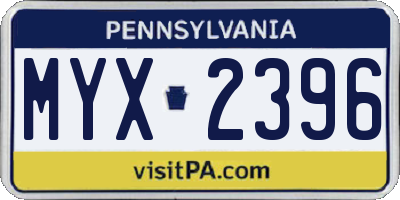 PA license plate MYX2396