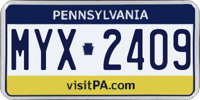 PA license plate MYX2409