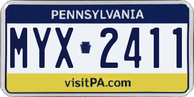 PA license plate MYX2411