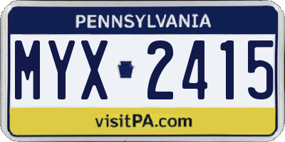 PA license plate MYX2415