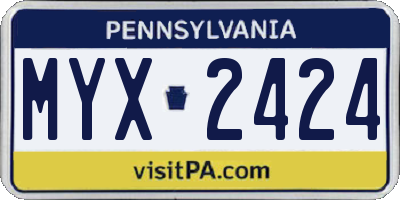 PA license plate MYX2424