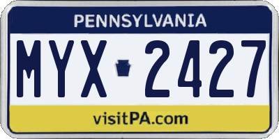 PA license plate MYX2427