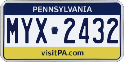 PA license plate MYX2432