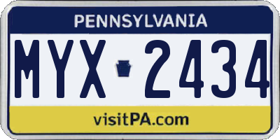 PA license plate MYX2434