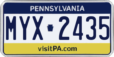 PA license plate MYX2435