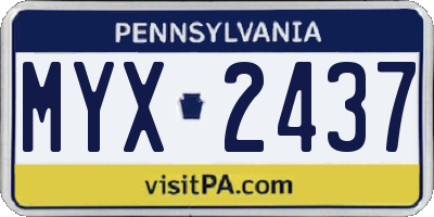 PA license plate MYX2437