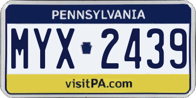 PA license plate MYX2439
