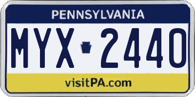 PA license plate MYX2440