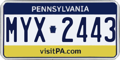 PA license plate MYX2443