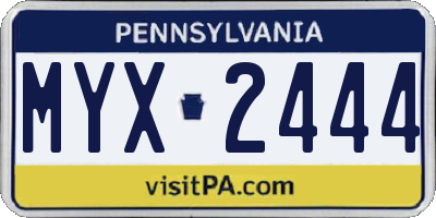 PA license plate MYX2444