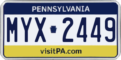 PA license plate MYX2449