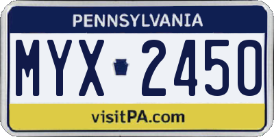 PA license plate MYX2450