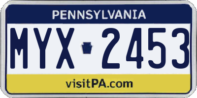 PA license plate MYX2453